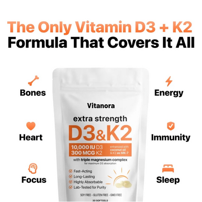 Vitanora™ Vitamin D3 & K2 + Magnesium
